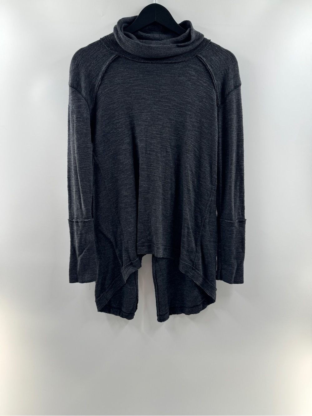 We The Free Split Back Cowl Neck Top Women's Medium Charcoal Gray